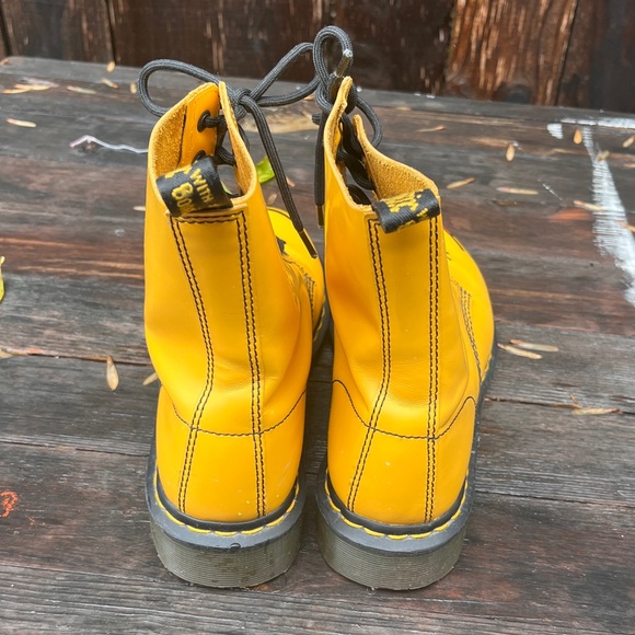 Dr. Martens Yellow Combat Boots with Smiley Face - Picture 5 of 8